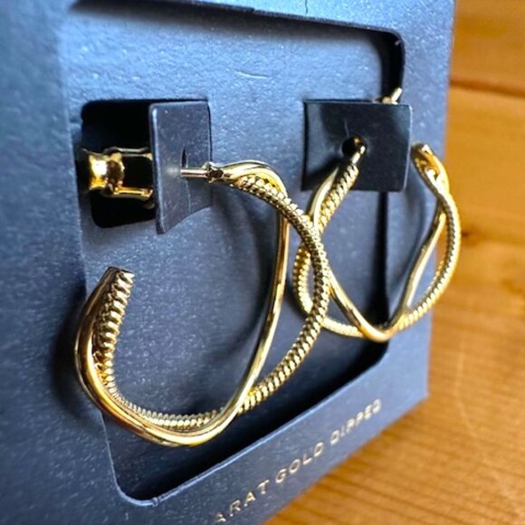 Gold Twist Hoop Earrings - Picture 2 of 3